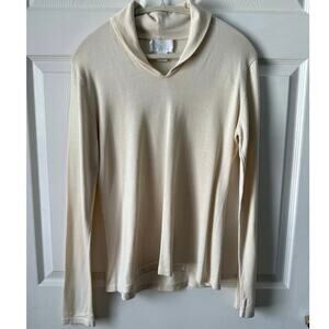 Vintage Y2K Soft Surroundings Silk Cotton Shawl Collar Sweater Womens L Luxury